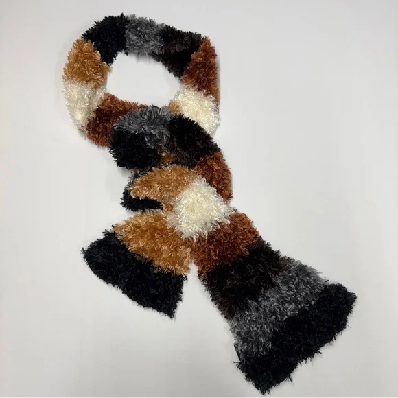 Cozy Plush Multi-Color Fuzzy Scarf — Black, Brown, Gray, Cream - Picture 1 of 5